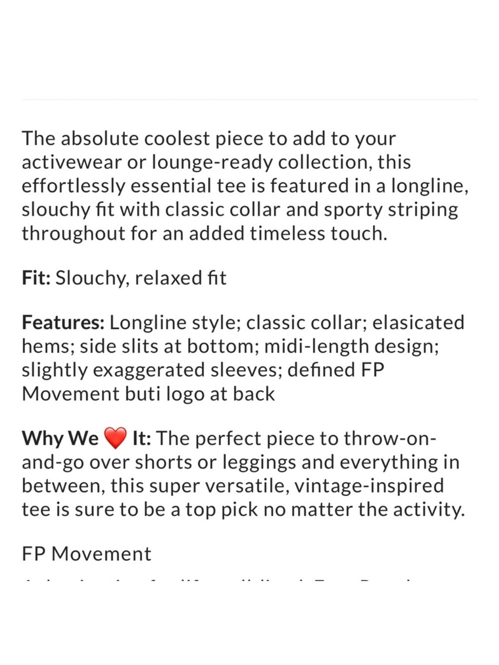 FP Movement By FREE PEOPLE: “Effortless Tee” NWT - Picture 5 of 6